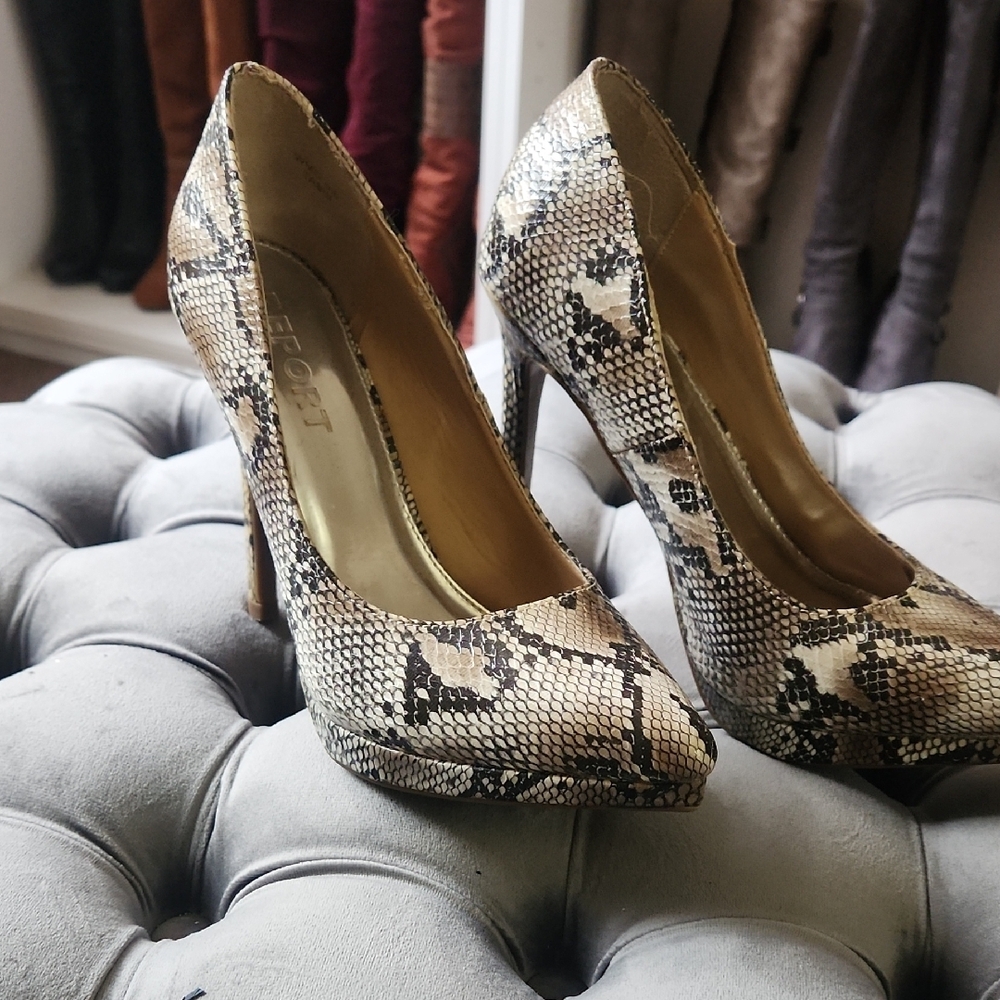 Snake Print Stiletto Heels